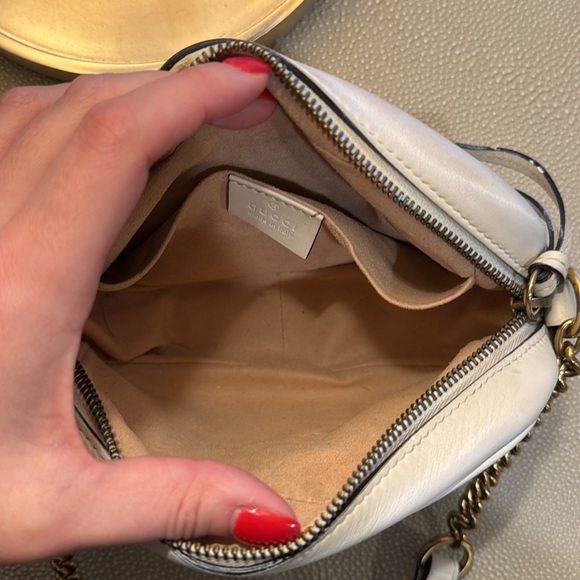 Gucci Mini GG Marmont Chain Shoulder Bag White - Picture 9 of 13